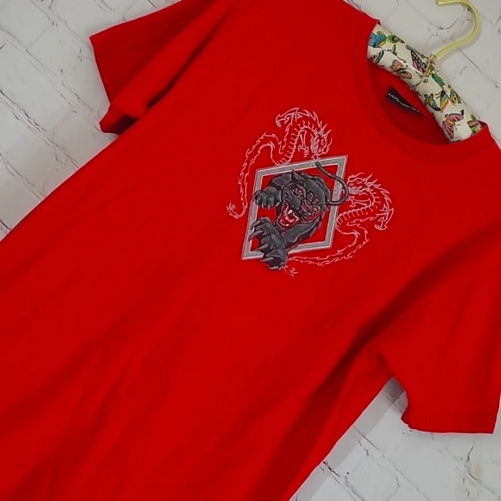 Vintage Y2K No Boundaries Chili Pepper Red Tattoo Jaguar Print Tee Tshirt Size S - Picture 7 of 15